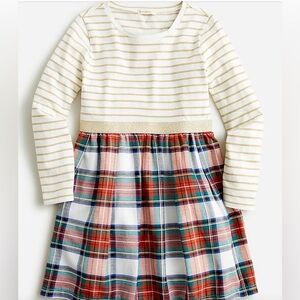 J. Crew Striped and Plaid Kids Dress - Gold, White, Red, Blue